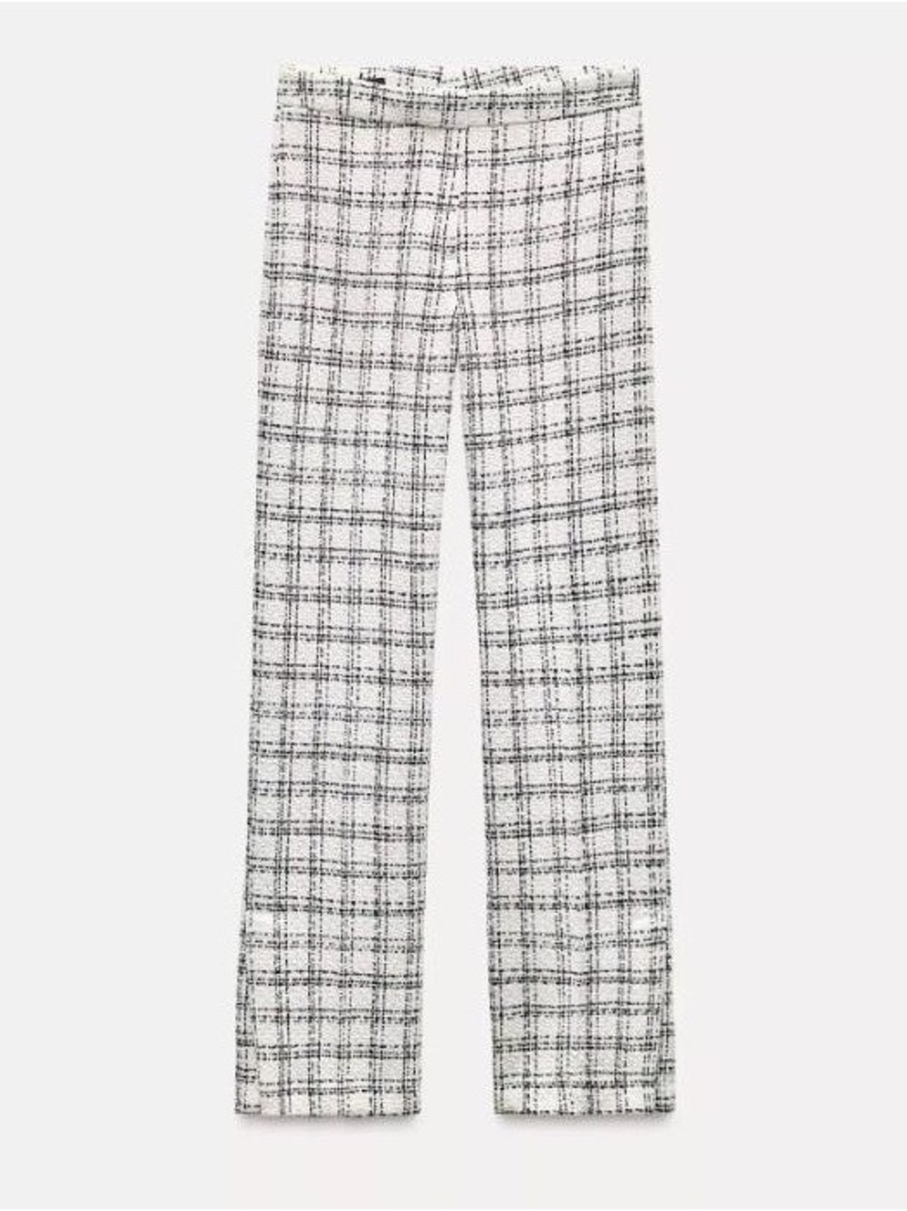 Zara White & Black Tweed Wide-Leg Pants - Picture 5 of 6